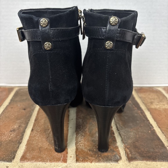 Tory Burch Black Suede Ankle Zip High Heels Bootie Dress Boots Women\'s  Size 9